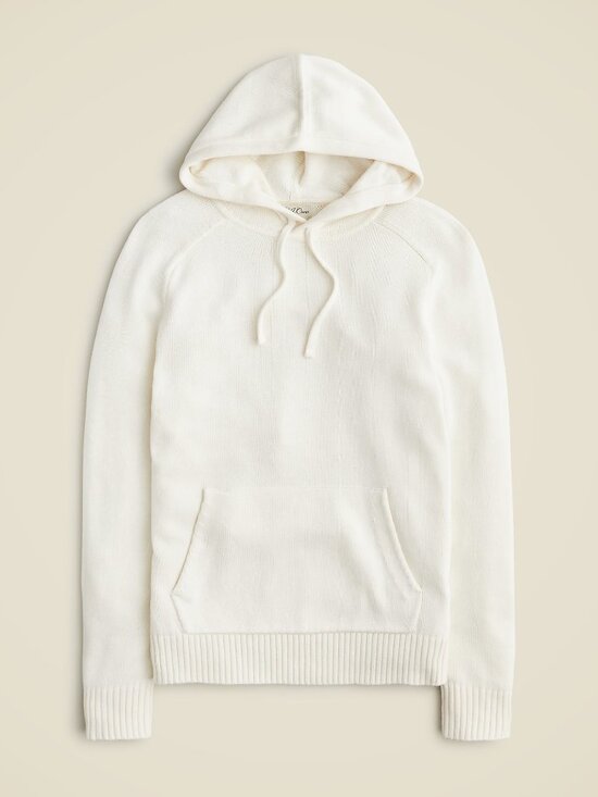 NWOT J Crew Heritage Cotton Hooded Sweater Cream S